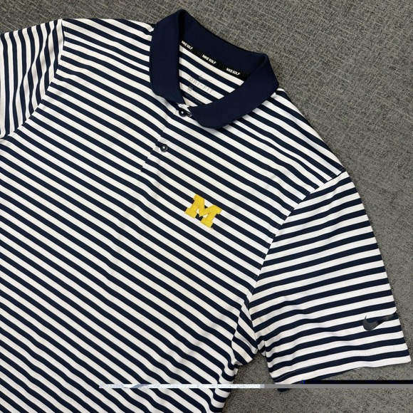 Nike Other - Nike Michigan Wolverines Polo Shirt‎ Men's Large Blue White Striped Golf
